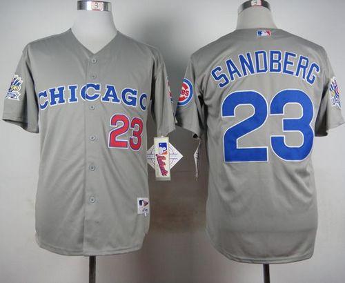 Cubs #23 Ryne Sandberg Grey 1990 Turn Back The Clock Stitched MLB Jersey - Click Image to Close